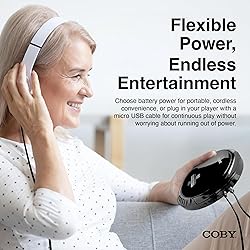 Coby Portable CD Player with Headphones, FM Radio