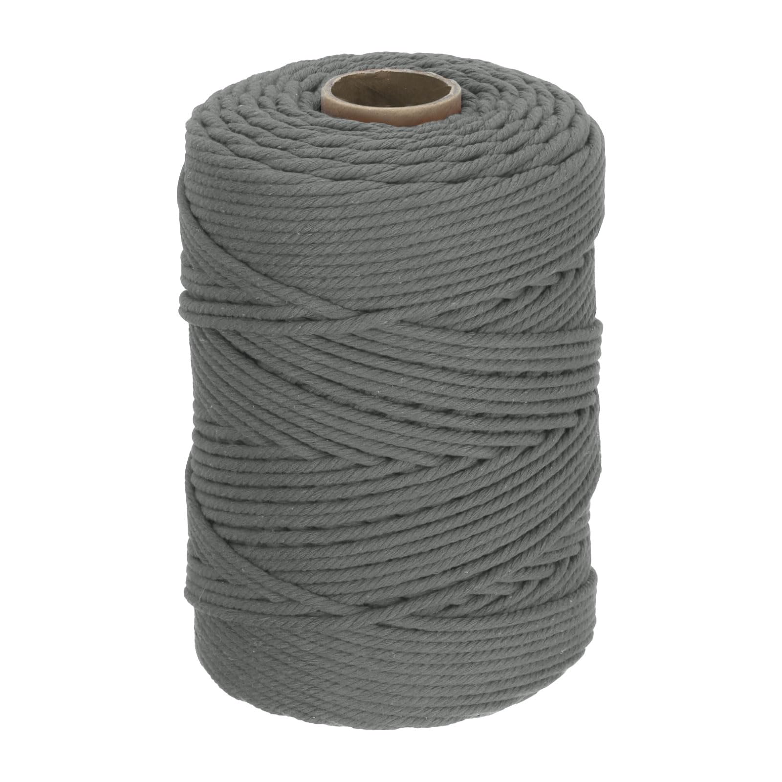 DMiotech 4mm x 220M (241 Yard) Dark Grey Natural Cotton Macrame Rope, Wall Hanging Handmade Single Strands Twisted Macrame Cotton Cord for Plant Hangers, Gift Wrapping Wedding
