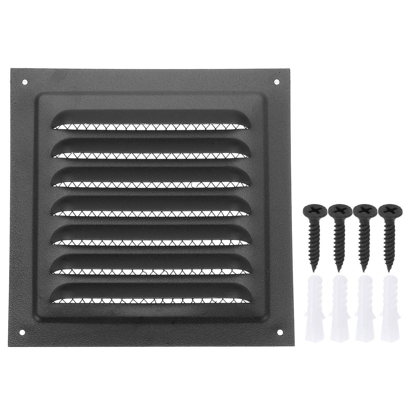 PATIKIL 6"x6" Stainless Steel Gable Vent, Exterior Wall Outlet Vent Cover HVAC Air Grille Louvered Screen Mesh for Kitchen Bathroom Ventilation, Black