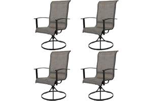 Grand patio Outdoor Swivel Dining Chairs 4-Piece Patio Dining Chairs Set Mesh Sling Patio High Back Swivel Rockers, Mixed Coffee