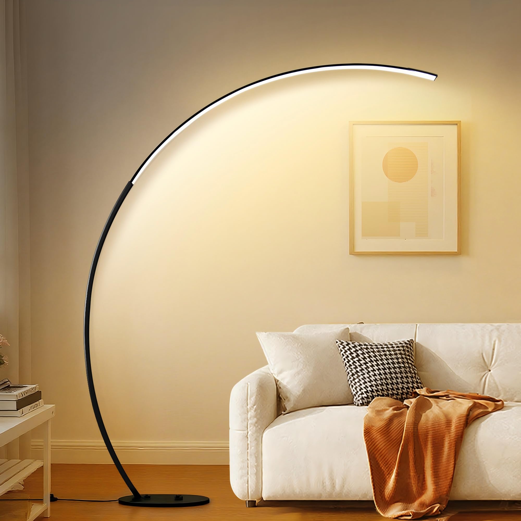 Photo 1 of Dimmable LED Lamps for Living Room with 3 Color Temperatures, Ultra Bright 2000LM Arc Floor Lamps, Modern Standing Tall Lamp with Remote Control Reading Floor Lamp for Bedroom Office Classroom