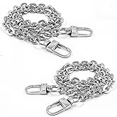Luomorgo 2 Pcs Metal Chain Handles Strap, Purse Chain Straps Replacement, Handbags Chain Handles for Shoulder Bags, Clutch Purse DIY Crafts (Silver, 15.7" Length)