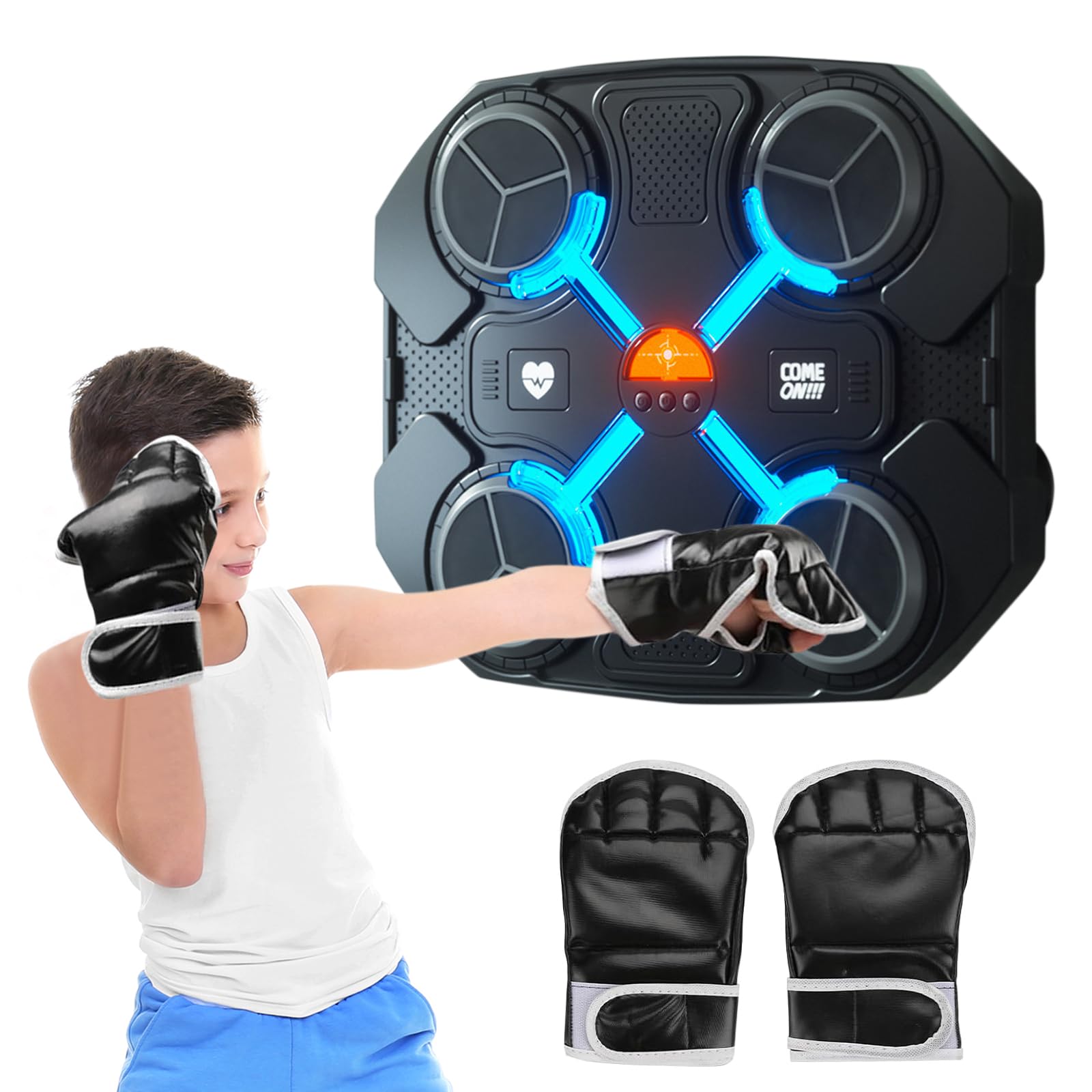 TWSOUL Music Boxing Machine with Music,Bluetooth Music Boxing Machine for Children,Children's Music Boxing Machine,Smart Music Boxing Machine Wall Mounted,Music Boxing Game for kid (Bluetooth, Black)