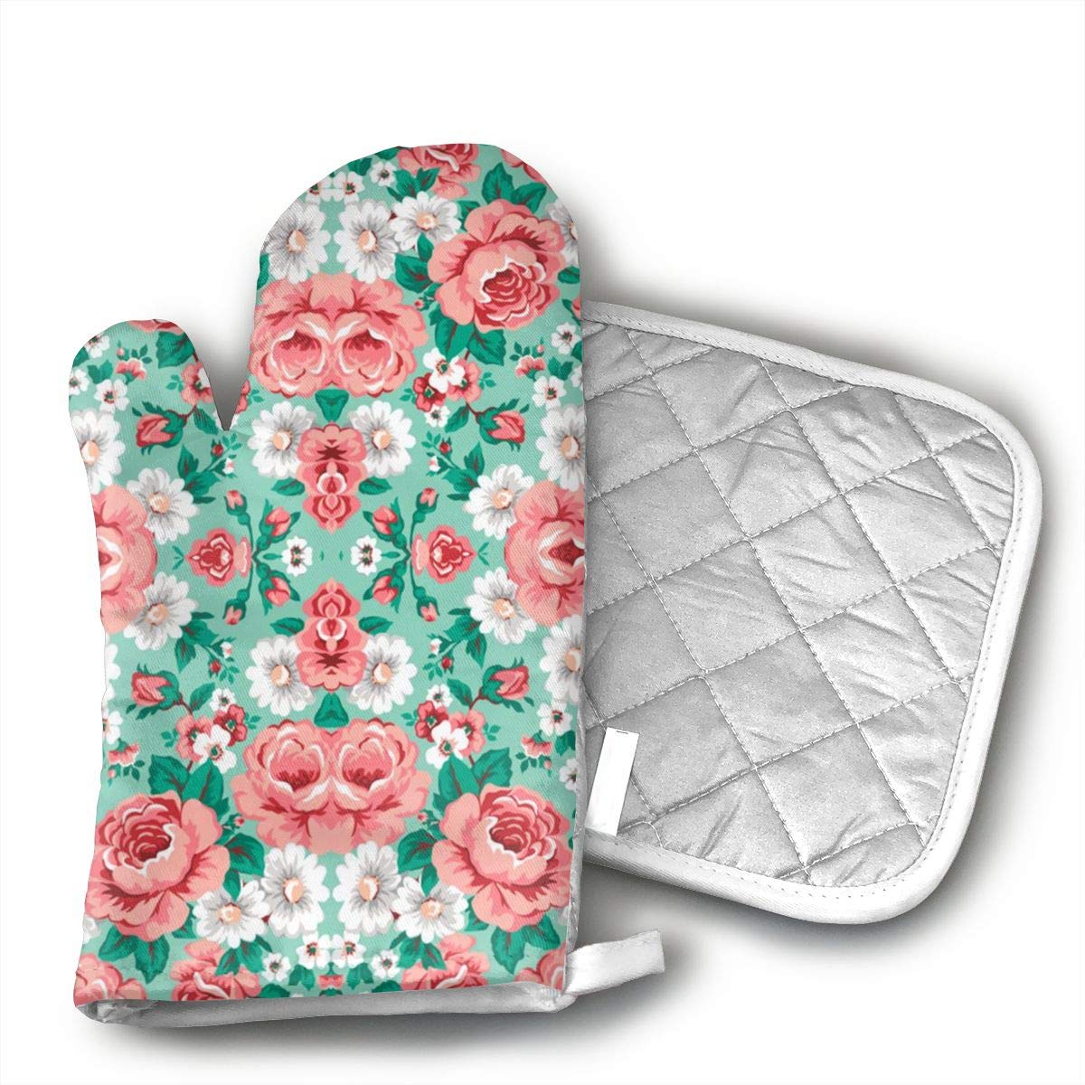 Best Matching Oven Mitts In Rose Pattern