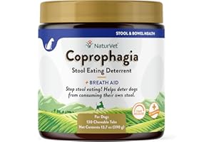 NaturVet Coprophagia Stool Eating Deterrent Plus Breath Aid for Dogs, 130 ct Time Release, Chewable Tablets, Made in USA