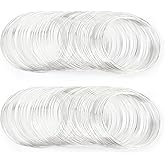200 Loops Memory Steel Wire for Jewelry Making Supplies, 0.6mm Bangle Bracelet Wire Memory Beading Wire for Art Creation Necklace DIY Crafts Making (Silver)