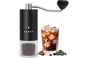MATRJESTICE Manual Coffee Grinder With Ceramics Burr for Espresso,French Press,5 Adjustable Settings,Hand Coffee Grinder,For Home Use and Camping Travel,Coffee Bean Grinders With Hand Crank (Black)