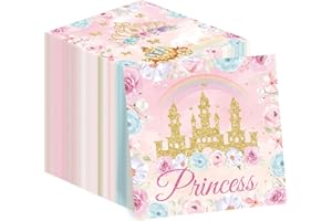 100Pcs Princess Theme Napkins, 12.9 x 12.9 Inches Princess Party Napkins, Princess Birthday Decorations Princess Napkins, for