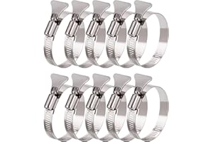 Suprom 2 inch Hose Clamp, 10 Pack Adjustable 1 1/2"-2 1/2" Diameter Hose Clamps With Easy Turn Thumb Screw, 304 Stainless Steel Hose Clamps For Securing Hose, Automotive and Mechanical Applications