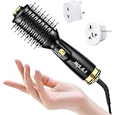 ANGILALA Dual Voltage(100~250V) Mini Hair Dryer Brush with European Plug Adapter for International Travel, Europe Travel Essentials for Women