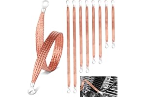 DRAUPNIR Ground Strap Automotive,8pcs 10/13/15/20 inch Grounding Strap Vehicle Universal Engine Ground Straps Kit Copper Braided Grounds Straps GroundStrap Wire GroundStrap for Most Cars (Brown-Thicken)