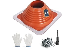 HEDDAY High Temp Silicone Chimney Boot for Metal Roof Vent Pipes, #7 Roof Pipe Flashing Boot Fits Pipe OD 6" to 11", Endurable Metal Square Base, Red Flexible Jack Pipe Flashing