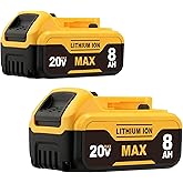 Jnfkldsb 8.0Ah Compatible with DeWalt 20V Max Battery DCB200 DCB201 DCB180 DCB203 DCB204 DCB206 Cordless Power Tools with LED Indicator (Not Made in Dewalt)