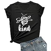 DANVOUY Womens V-Neck Cute Tees Funny Graphic T Shirt