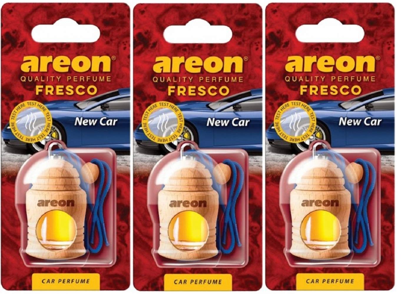 Areon Fresco Car Air Freshener New Car Smell Scent 4 Milliliters Multi Pack Of 3