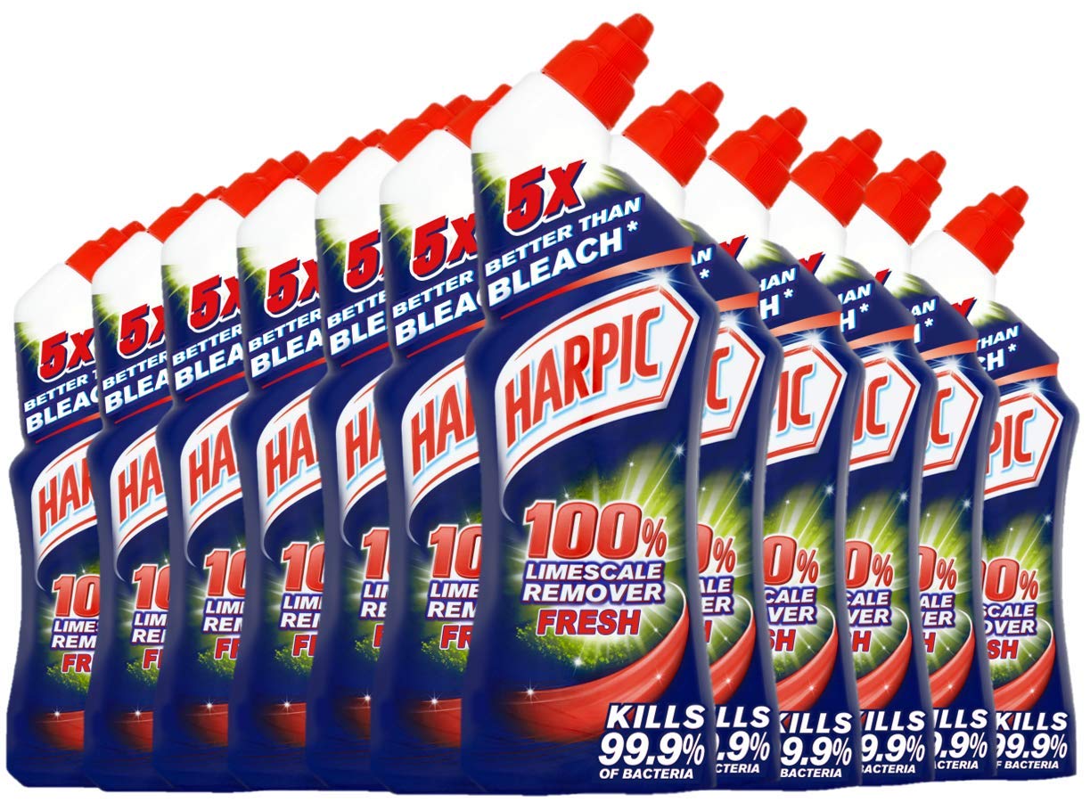 Harpic Limescale Remover Toilet Cleaner 750ml - Fresh , Removes 100% Limescale, x5 Better Than Bleach (Pack of 12)