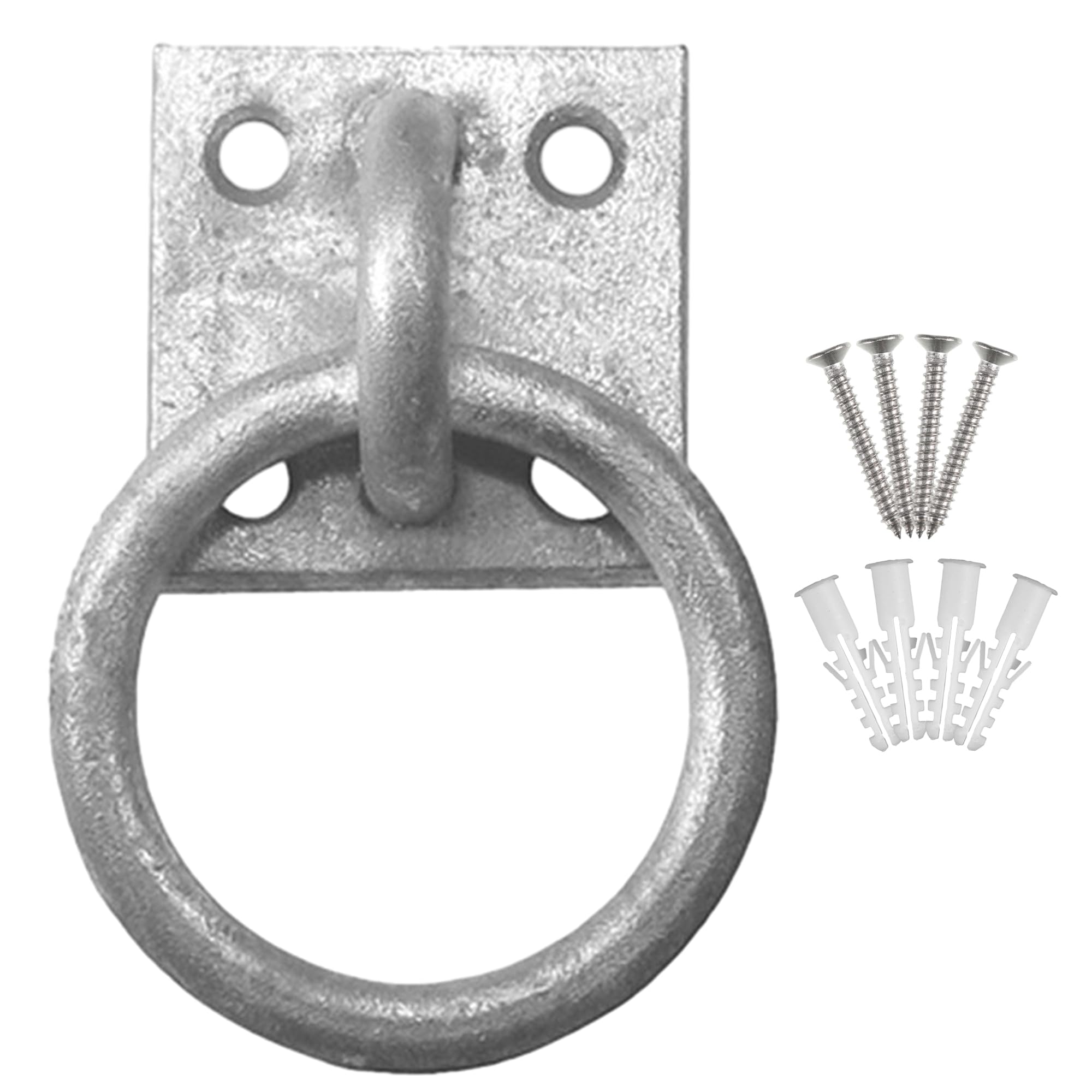 4Pcs Tie Ring on Plate 50mm x 50mm, Tie Rings for Horses, Horse Haynet Ring Heavy Duty Hay Nets Horse Pony Equestrian Horse Hay Net Tack Tie up Stable Ring Hook