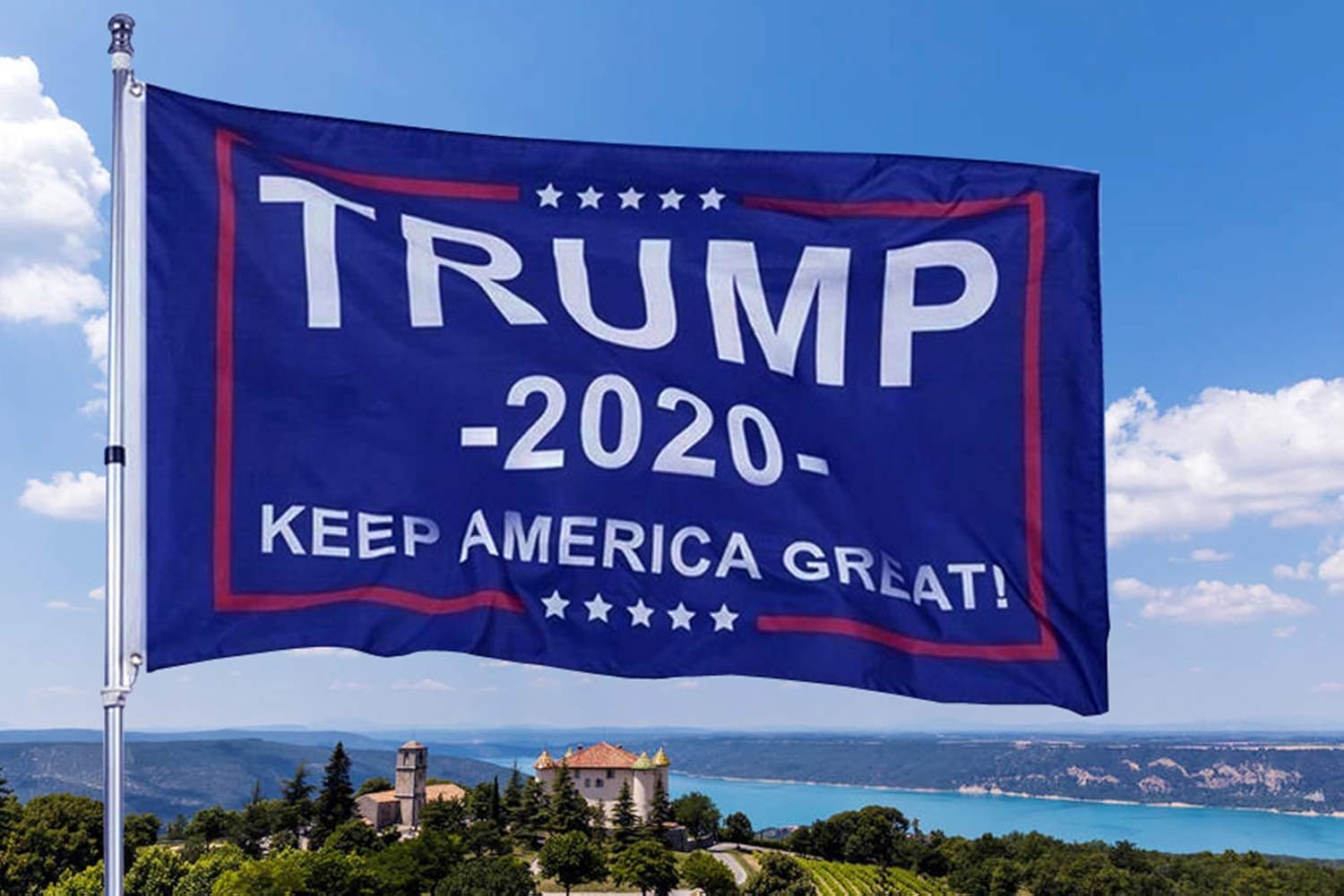 WIBIMEN 2 Packs President Donald Trump 2020 Flag Keep America Great Flag Vivid Color and UV Fade Resistant 3x5 Feet with Grommets Double Stitched: Clothing