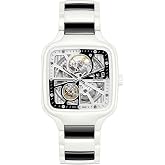 Rado - True Square - Unisex Automatic Swiss Watch - 38mm Square Black White Rhodium Dial - Black &amp; White High-Tech Ceramic Bracelet - R27073752