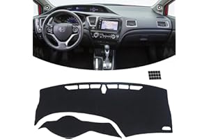 KEYOOG Dashboard Cover Dash Mat Fit for Ho-nda Civic 2015-2012 (for Left Hand Drive),Car Dash Board Mat Anti-Glare Carpet,Non-Slip Pad Sunshield Protector (Black)