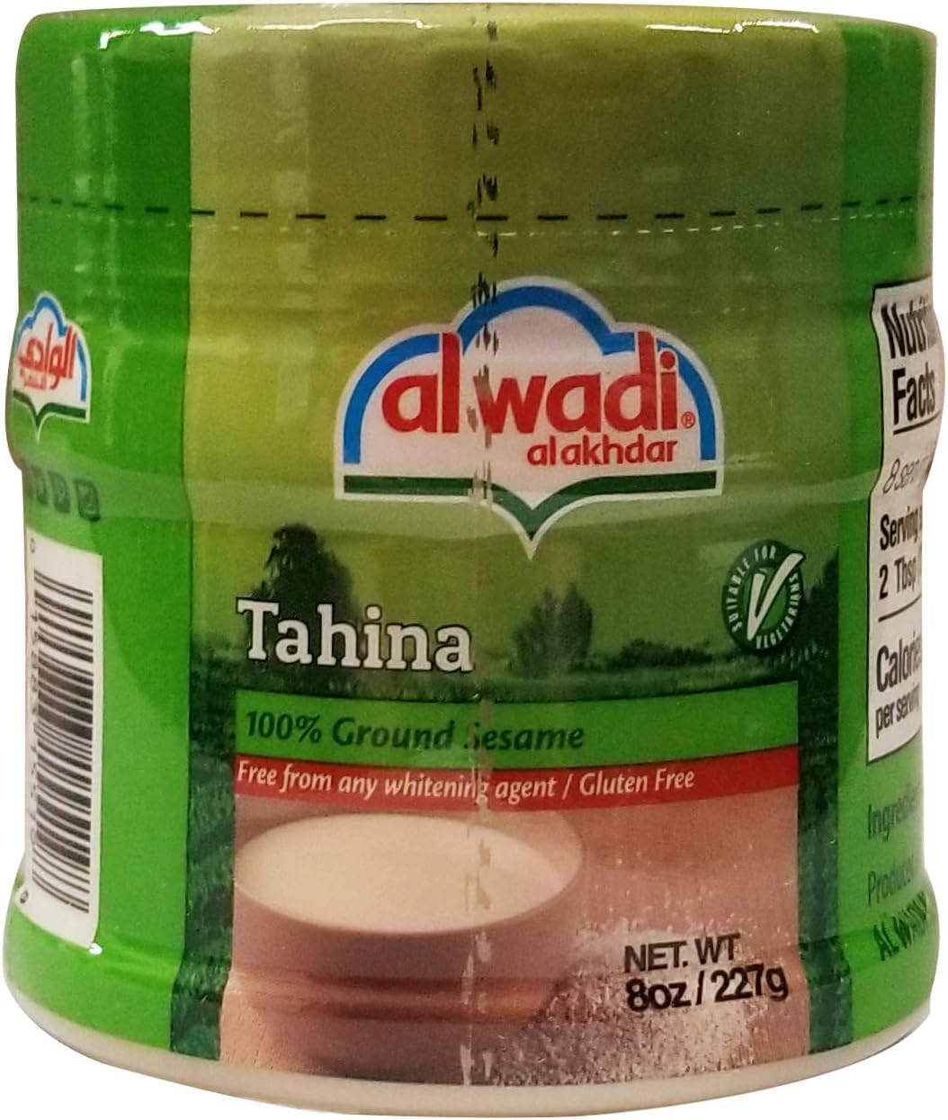 Al Wadi Tahina 100% Pure Natural Ground Sesame in Portable Mini Container, 8.0 Ounce - Free from any whitening agent