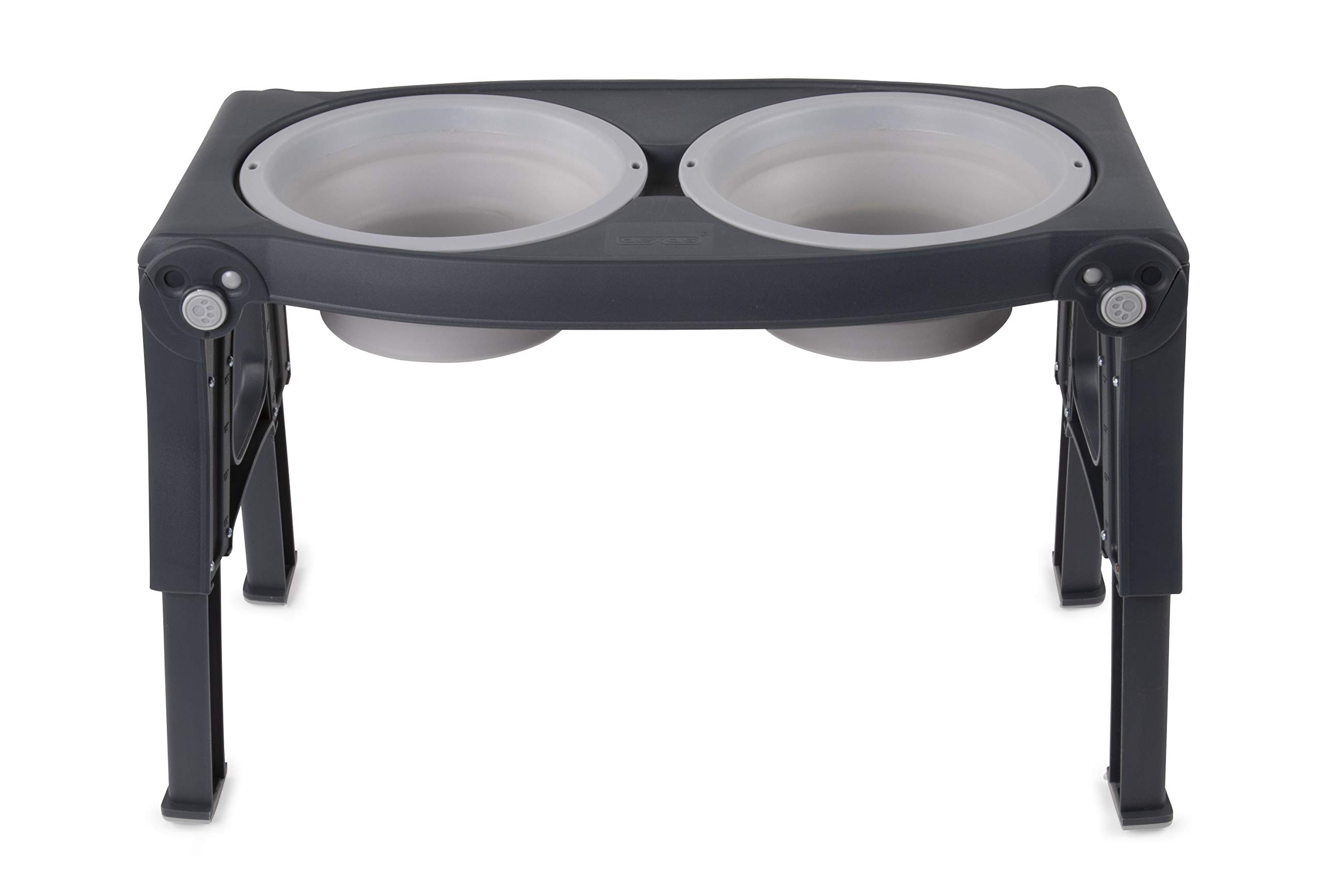 Dexas Pets Adjustable Height Double Pet Feeder, Light Gray