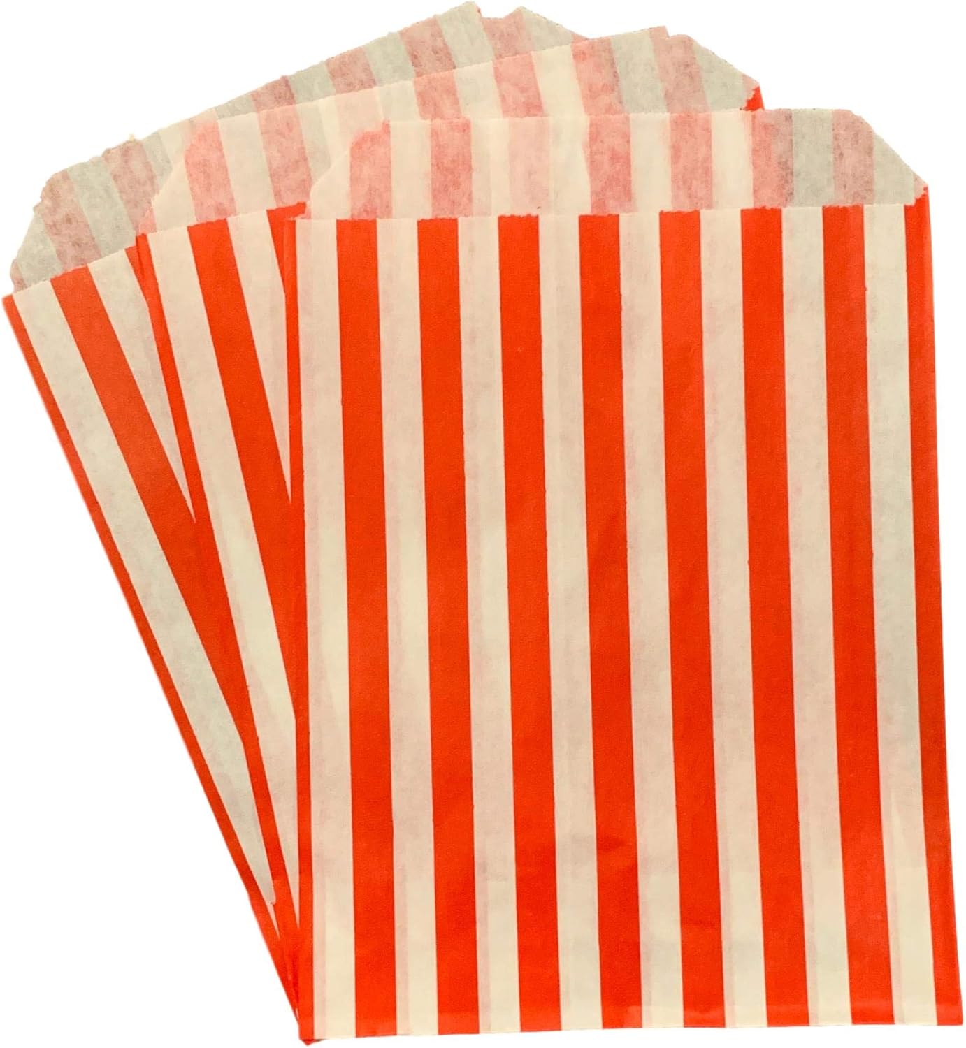 Packitsafe 200 x Red Candy Bags 5×7 Inch, Paper Stripped Stripe Bag