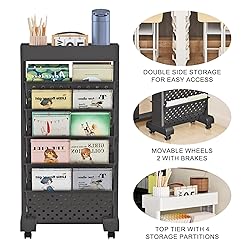 BYFU 6-Tier Movable Bookshelf Cart, Rolling File