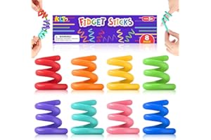 KLT Fidget Toys Sensory Sticks for Kids: 8 Pack Creative Fidget Sticks - Sensory Toys for Kids with Autism Anxiety Relief - Quiet Fidgets for ADHD Classroom Focus - Fun Stocking Stuffers Gifts