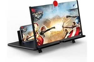 FOPUDY 12" Screen Magnifier for Cell Phone, Mobile Phone 3D HD Magnifying Projector Screen Enlarger for Movies, Videos and Gaming, Foldable Phone Stand with Screen Amplifier,Compatible with All Phones
