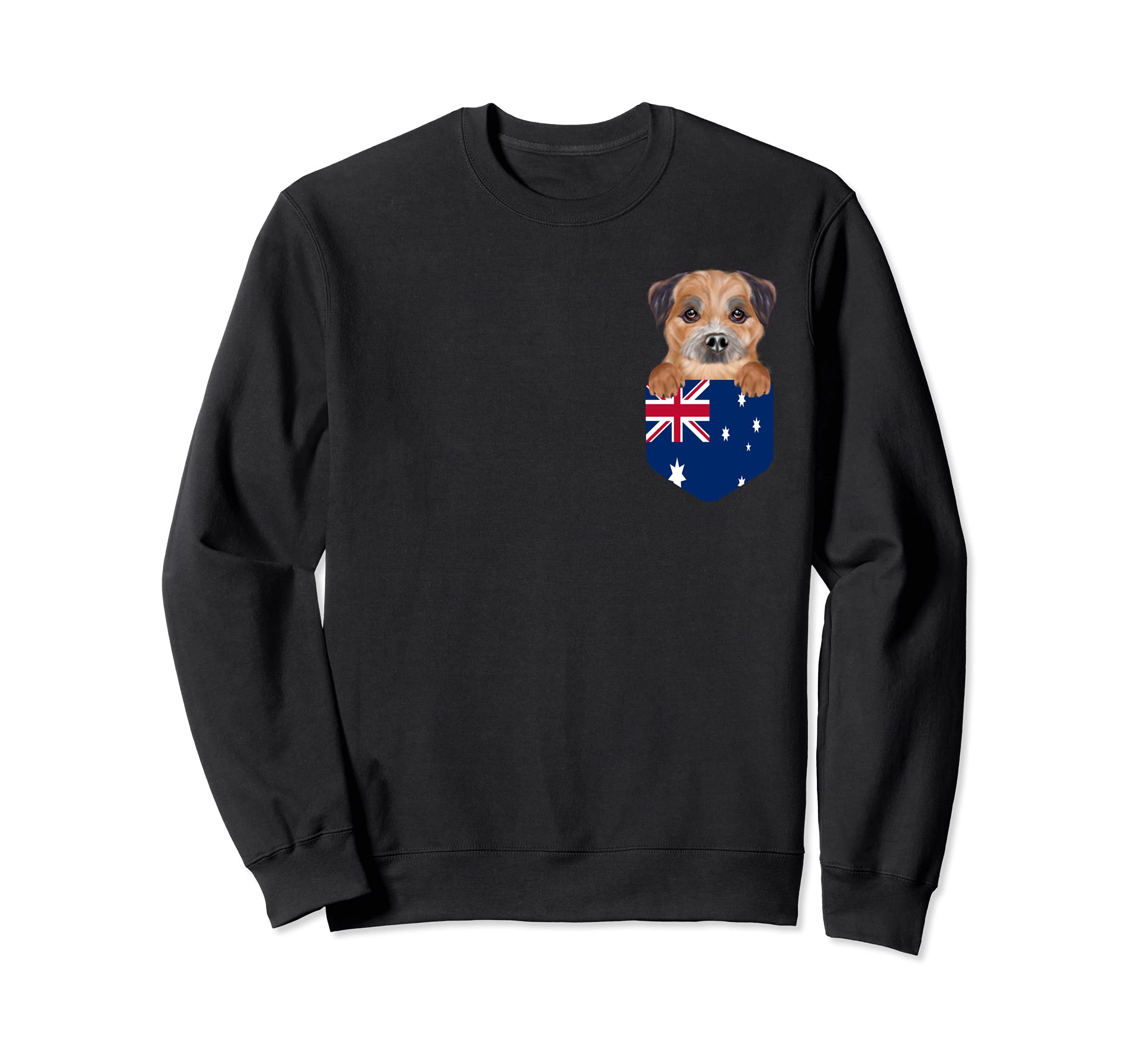 Australia Flag Border Terrier Dog In Pocket Sweatshirt
