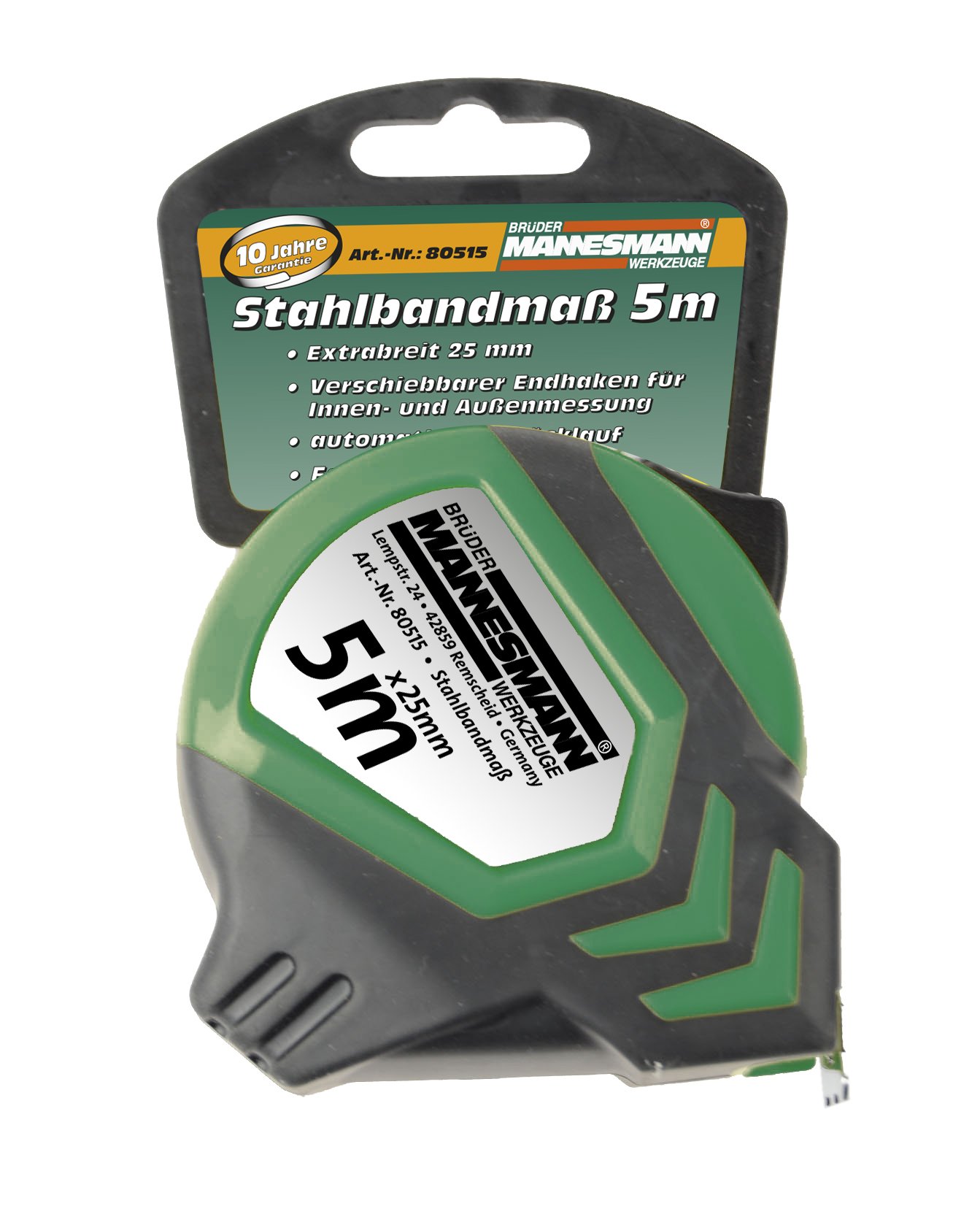 Brüder Mannesmann M80515 Tools, Steel Measuring Tape 5m, 1 Piece