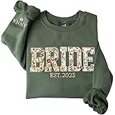 Chillever Personalized Bride Embroidered Sweatshirt, Custom Floral Bride Sweater, Wedding Applique Crewneck, Bridal Shower Gifts Custom Name, Getting Married Gift, Engaged Shirt