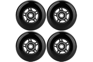 WHEELCOME Inline Skate Wheels with Bearings ABEC-9 and Floating Spacers for Blades Roller Hockey Skates, 85A Indoor & Outdoor, 64mm/70mm/72mm/76mm/80mm Dia, 4-Pack (Black, 70mm)