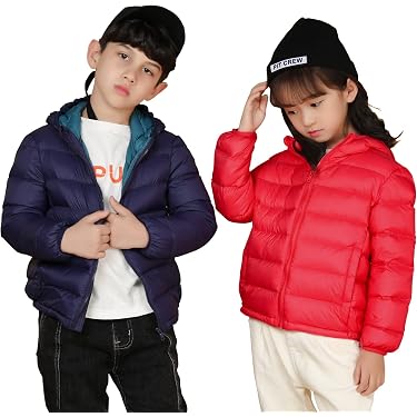 Doudoune Légère Coupe-vent Avec Capuche - Garçons Et Filles 1-15 Ans - Chaud Pour Automne Et Hiver - Zippée Et Doublée Polaire