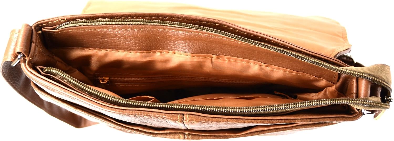 Ladies Leather Cross Body Bag/Shoulder Bag (Tan), Brown - Image 4