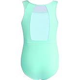 Phineein Girls Gymnastics Leotards Mesh Back - Kids Sleeveless Ballet Dance Leotard with Stylish Power Mesh Cutout Back