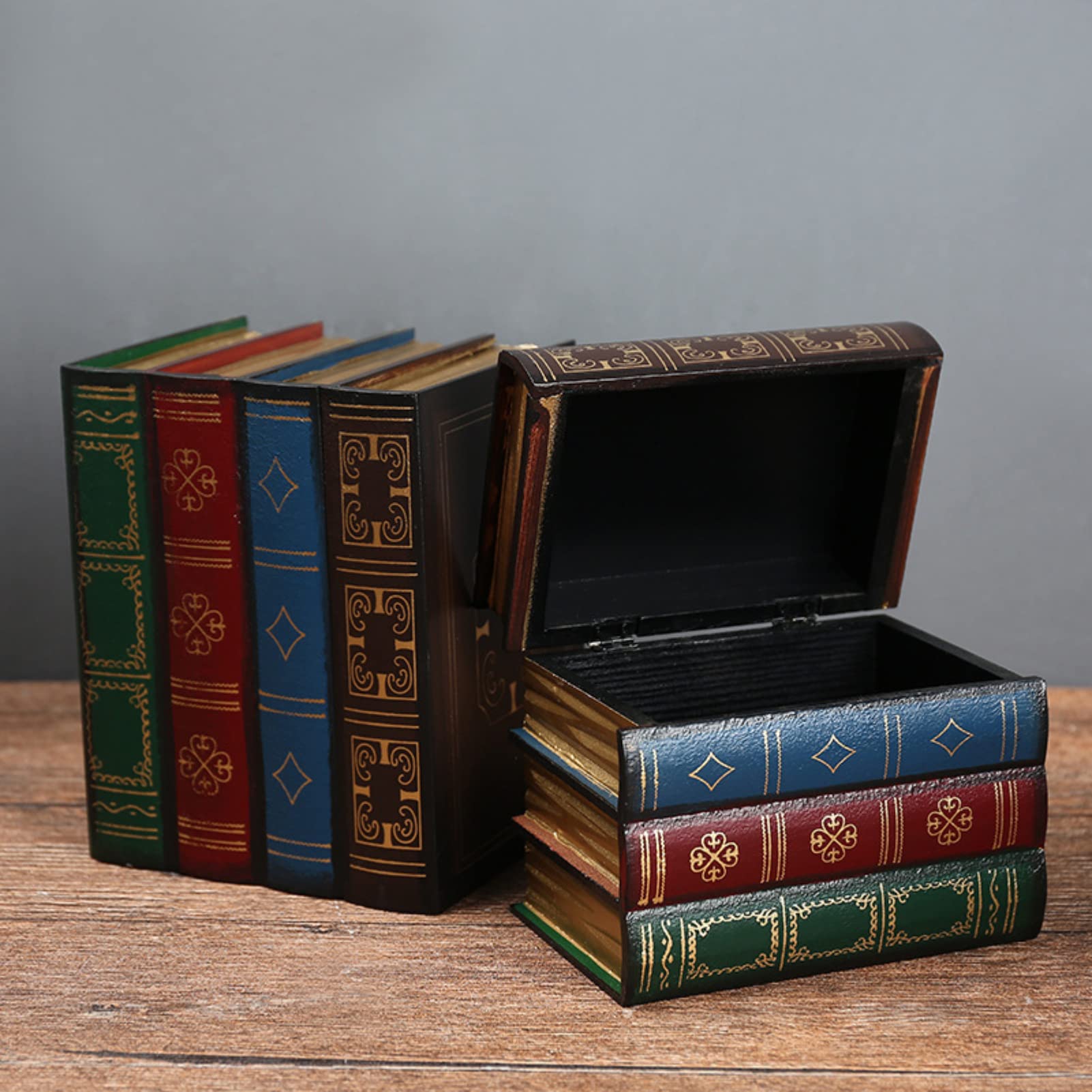 Cuifati Decorative Fake Book Box Vintage Fake Book Box Exquisite Appearance Adding a Literary(B large, 12)