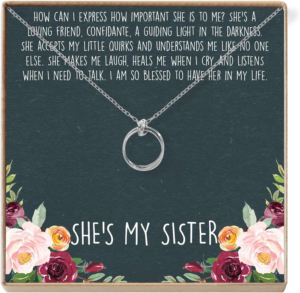 Sister Gift Necklace - 2 Symmetrical Linked Circle Necklace is the Perfect Forever Friend Big Little Sister Gift - Sister Jewelry Charm Comes in Silver Plated Brass