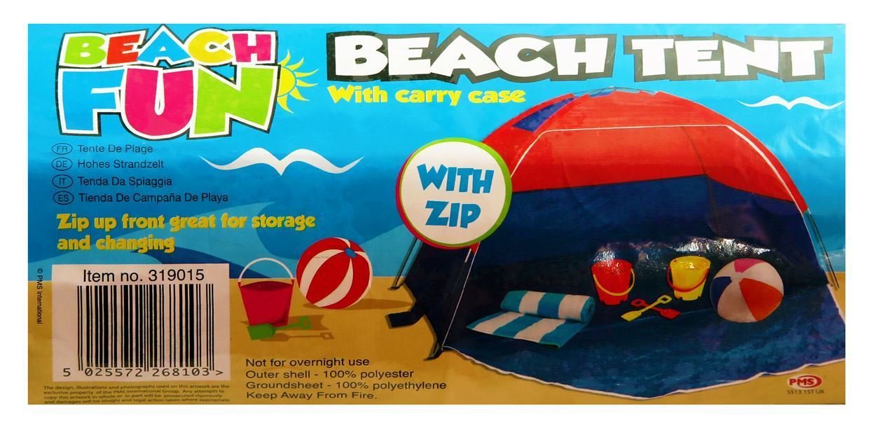 PMS 2.1M BEACH TENT W/ZIP FRONT FLAP EACH IN CARRY BAG