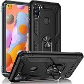 PUSHIMEI Samsung A11 Case,Galaxy A11 Case, Military Grade Heavy Duty Armor Protection Phone Case Cover with HD Screen Protector Magnetic Ring Kickstand for Samsung Galaxy A11 (Black Military Case)