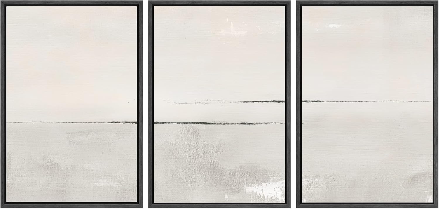 Wall Décor - SIGNWIN Framed Canvas Print Wall Art Set Gray Duotone Pastel Watercolor Landscape Shapes Abstract Illustrations Modern Art Nordic Zen for Living Room, Bedroom, Office - 24