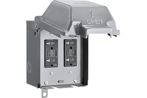 SURAIELEC Outdoor Electrical Box Waterproof, Dual 20 AMP WRTR GFCI Receptacles, Weatherproof Outlet Box with Metal 3R Enclosure, Lockable Outlet Cover, GFCI Outlet for Garden, Outdoor Lights