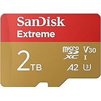 SanDisk 2TB Extreme microSDXC UHS-I Memory Card with Adapter - Up to 240MB/s, C10, U3, V30, 4K, 5K, A2, Micro SD Card- SDSQXA