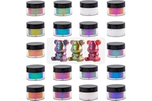EIKEJI Chameleon Mica Powder, 18 Jar Color Shift Pigment Powder for Epoxy Resin, Saturated Resin Dye Color Changing Holograph