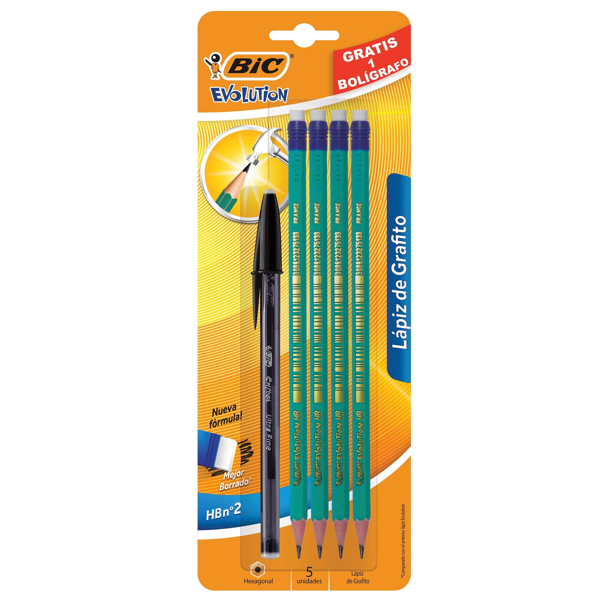 Bic EVOLUTION 4 RUBBER TIPPED PENCILS