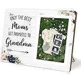 Grandma Gifts Photo Frame, Nana Grandmother Gifts Wooden Photo Frames, Pregnancy Announcement Picture Frames, Only The Best Moms Get Promoted To Nana Picture Photo Frame (White-Grandma, 4 x 6 Photo)
