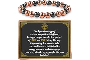 PEALICIOUS Copper Bracelet for Women and Men, Copper Magnetic Bracelet with 3500 Gauss Magnet Beads as Christmas Gifts, Cooper Jewelry Pulsera De Cobre Para Mujer for Parents Anniversary Birthday Gift