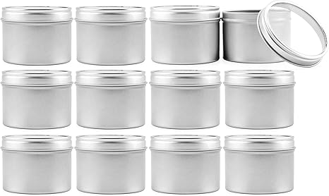 Amazon Com 4 Ounce Round Metal Tins W View Window Lids 12 Pack Silver Tins W Clear Lids Kitchen Dining