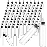 Irenare 100 Pcs 1 oz Squeeze Clear Sauce Bottles with Twist Cap Lids Empty Small Round Plastic Bottles for Oil, Liquids, Paint, Condiment Dispenser, Tattoo Ink, Hair Applicator, Crafts